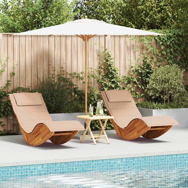vidaXL Sonnenliege mit Kissen 2-Person 2 pcs Braun Massivholz Akazie 3329136