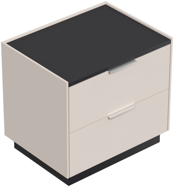 Design Nachttisch Kommode Artem 60cm B, 2 Softeinzüge lackiert Creme Grafit : Creme / Grafit