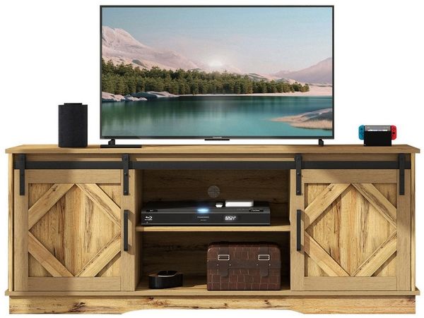 Merax Lowboard TV-Schrank, Fernsehtisch mit Schiebtüren, TV-Schrank,Sideboard,TV-Board mit Schiebtüren,B/H/T:150/60/40cm