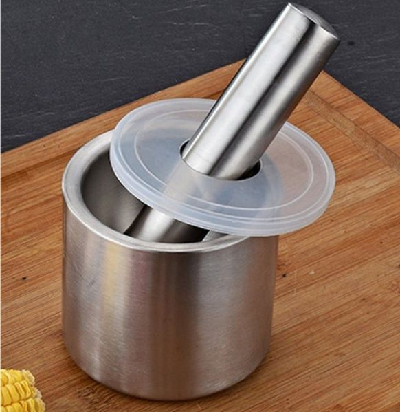 BAYLI Mörser BAYLI - Edelstahl Mörser mit Stößel & Deckel - Massiver Gewürzmörser