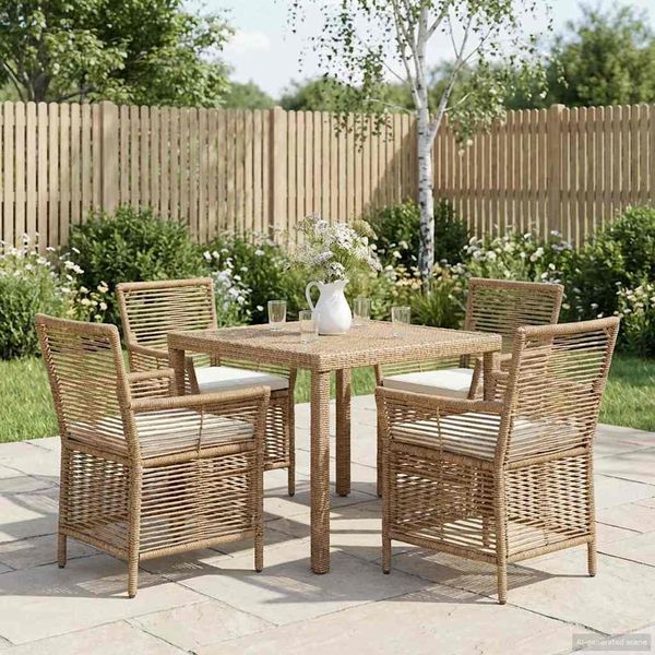 vidaXL Gartenstuhl mit Kissen 4 pcs Beige und Creme Poly-Rattan 42026691