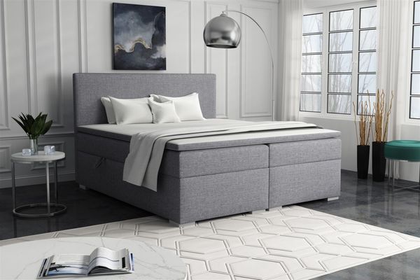 Boxspringbett Schlafzimmerbett SOREL 180x200cm Stoff Inari Grau
