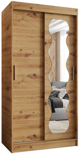 ABIKS MÖBEL Schwebetürenschrank SPOTI Schlafzimmerschrank, mit Spiegel, Kleiderstange und Regalen