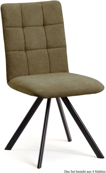 Esszimmerstuhl drehbar (4er-Set) Despa 47 x 91 x 60 Schwarz/Olivgrün