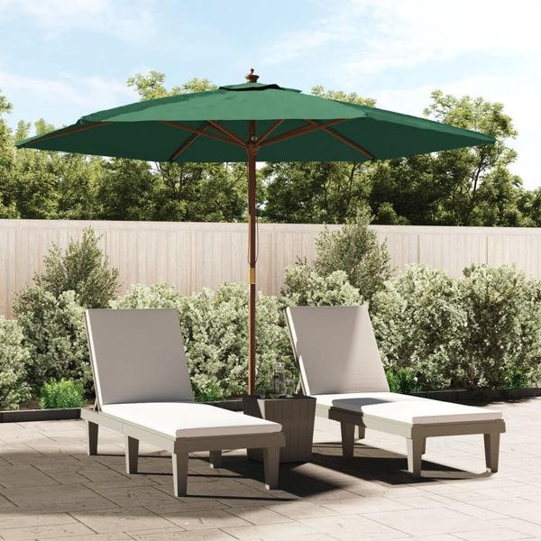 Sonnenschirm | Terrassenschirm | Gartenschirm mit Holzmast Grün 299x240 cm