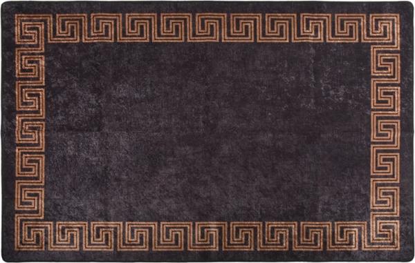 vidaXL Teppich Waschbar Schwarz und Golden 160x230 cm Rutschfest 337931