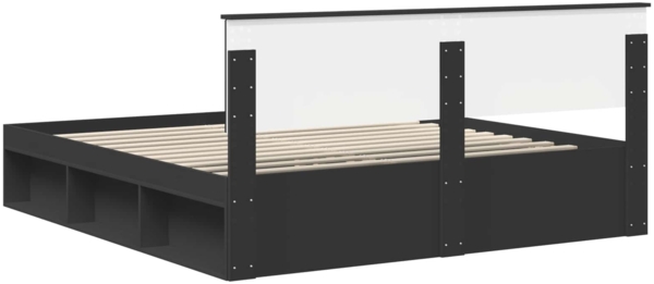 vidaXL Bettrahmen mit Kopfteil Schwarz 180x200 cm Holzwerkstoff 3407842 Bild 8