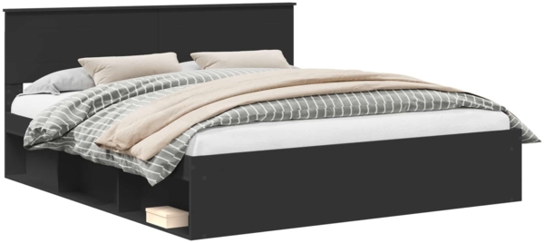 vidaXL Bettrahmen mit Kopfteil Schwarz 180x200 cm Holzwerkstoff 3407842 Bild 1