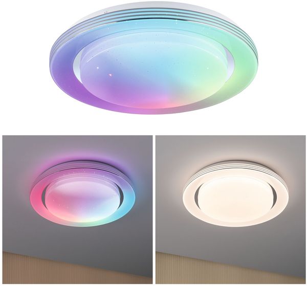 Paulmann 70546 LED Deckenleuchte Rainbow Regenbogeneffekt RGBW 380mm Chrom Weiß