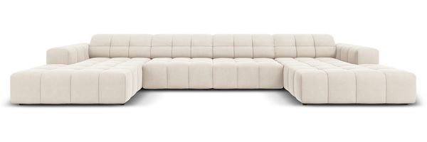 Micadoni Panorama Sofa Jennifer 6-Sitzer Samt Helles Beige
