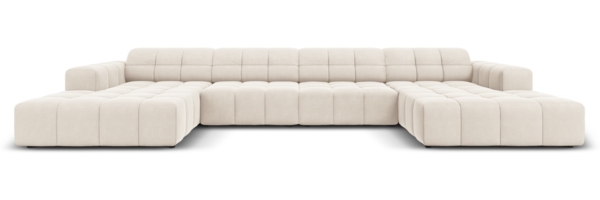 Micadoni Panorama Sofa Jennifer 6-Sitzer Samt Helles Beige