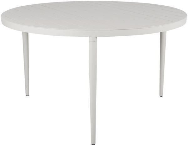 Gartenesstisch Bigby aus Aluminium, modern rund, hellgrau, Ø 130 cm, für 4–6 Personen
