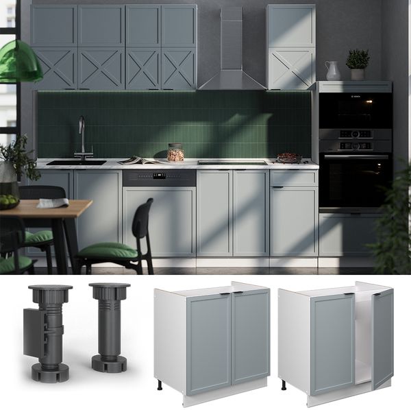 Spülenunterschrank Fame-Line Hellblau-grau 80 cm , AP Anthrazit Vicco Bild 4