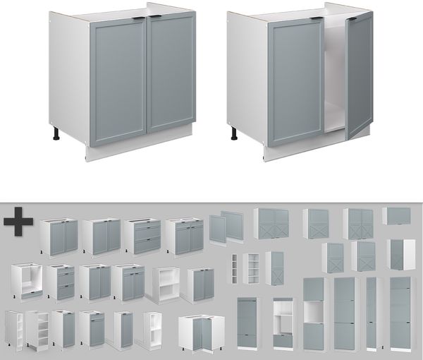 Spülenunterschrank Fame-Line Hellblau-grau 80 cm , AP Anthrazit Vicco Bild 6