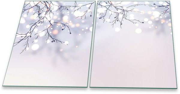 Herdabdeckplatte Abdeckung Ceranfeld Abdeckplatte Schneidebrett 2-Teilig 80x52 Natur Beige Spritzschutz Glasplatte Ceranfeldabdeckung Schutz Herdschutz Sicherheitsglas Glasschneidebrett 2x40x52