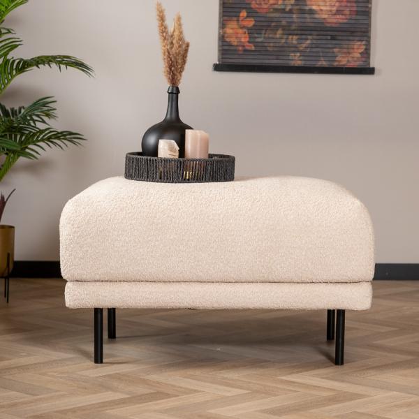 Bronx71 Bouclé Hocker Denver rechteckig beige