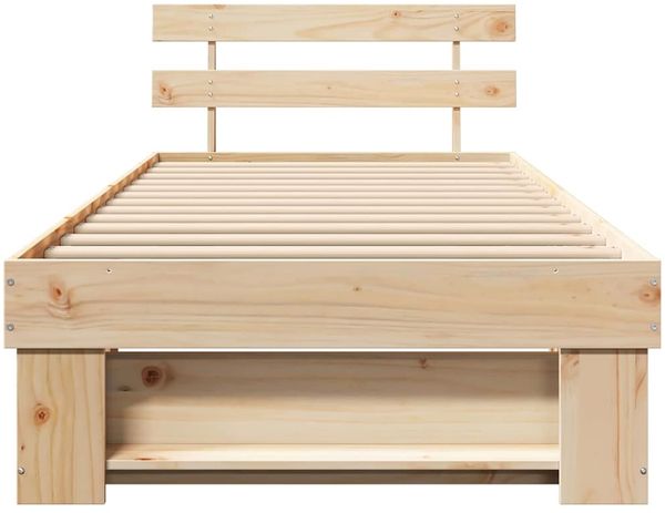 vidaXL Bettrahmen mit Kopfteil Braun 75 x 190 cm Massives Kiefernholz 872509 Bild 5