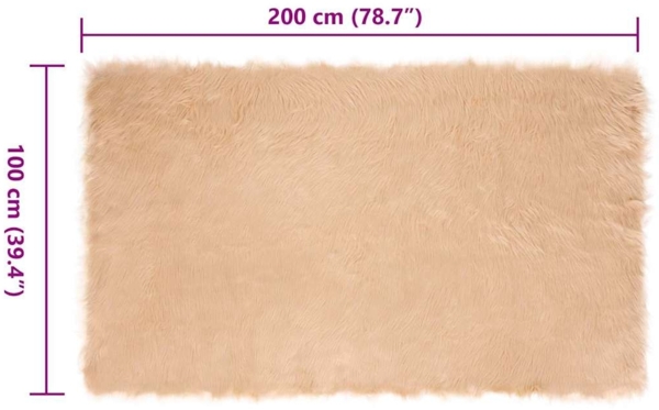 vidaXL Kunstschaffell Teppich Beige 100 x 200 cm Polyester 42021481 Bild 7