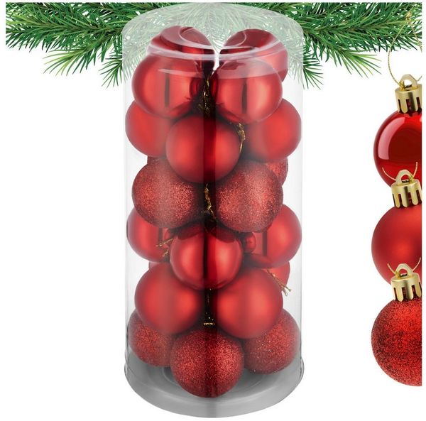 tectake Weihnachtsbaumkugel Weihnachtskugeln (1 St), 24er-Set in Rot