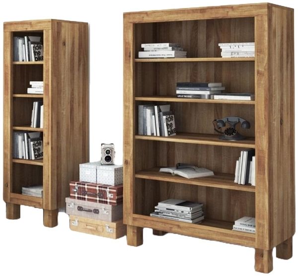 Bücherregal Ringo breit aus Wildeiche massiv 105x45x162 mit 5 offenen Fächern