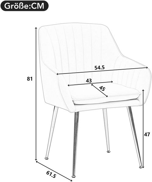 Merax 2er-set Samt-Esszimmerstuhl mit Steppdesign und Galvanisieren der Beine für Esszimmer und Küche (Beige) Bild 4