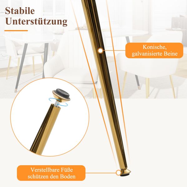 Merax 2er-set Samt-Esszimmerstuhl mit Steppdesign und Galvanisieren der Beine für Esszimmer und Küche (Beige) Bild 6