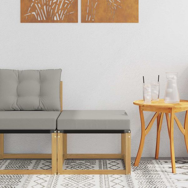 vidaXL Outdoor-Fußhocker Massivholz Akazie und Textilene Stoff Weiß 901598
