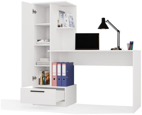 Raumhirsch Furniture Schreibtisch mit Schublade, Schreibtisch, Büroschreibtisch (Maße 143 x 140 x 50 cm, Regalaufsatz), Regalaufsatz, funktionale Aufteilung, zeitloses Design