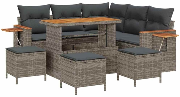 vidaXL Garten-Sofa-Set mit Kissen 9 pcs Grau 3363183