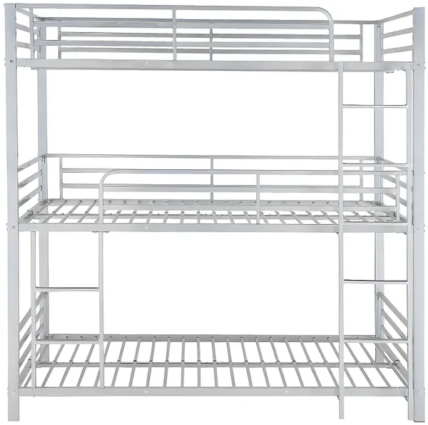 Vente-unique - ELOUAN Bett Metall Silberfarben - B 103 cm x H 205 cm x L 200 cm