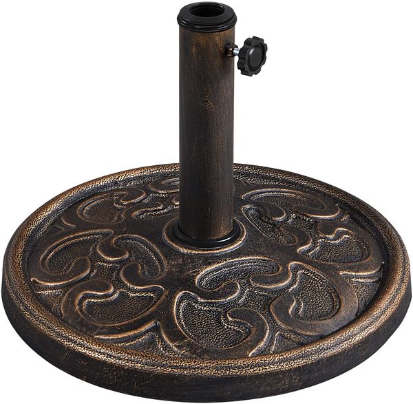 Yaheetech Sonnenschirmständer Balkonschirmständer Marktschirmständer Sonnenschirmfuß Sonnenschirm Ständer für Sonnenschirmstöcke bis 38 mm / 48 mm, Bronze