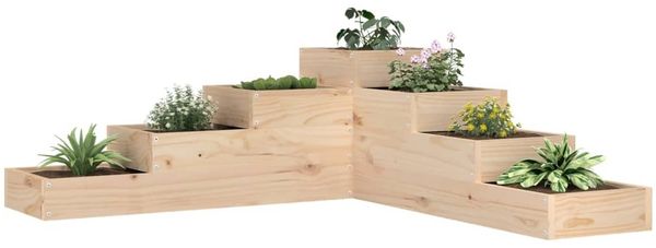 vidaXL Garten-Pflanzgefäß 4-stufig 106x104,5x36 cm Massivholz Kiefer 825324