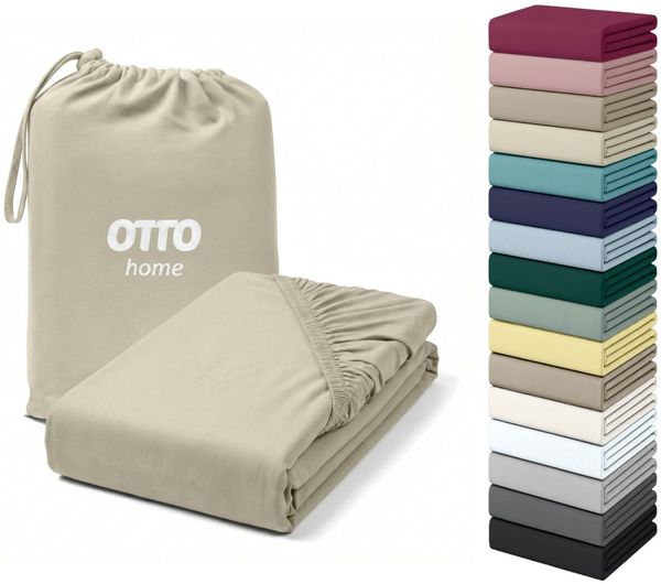 OTTO home Spannbettlaken Cremona, BASIC und PREMIUM Qualität, mit Elasthan, Baumwolle, Jersey (180 g/m), Gummizug: rundum, (1 Stück), Jersey Bettlaken ab Größe 90x200 cm, Strapazierfähig und langlebig