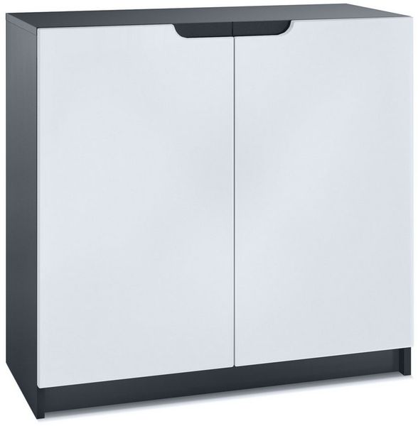 Vladon Kommode Logan (Kommode, mit 2 Türen), Schwarz matt/Weiß matt (82 x 78 x 37 cm)