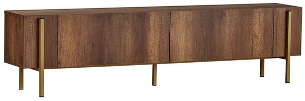 Modern TV Stand in Barok Walnut Gold, 180 x 30 x 45 cm | 100% Melamine Coated Particle Board, 18 mm Thick | Sturdy Metal Legs (20x20 mm) | Stylish & Functional for Living Room & Entertainment Spaces