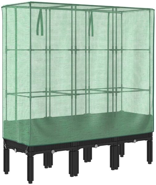 vidaXL Hochbeet mit Gewächshaus-Aufsatz Rattan-Optik 120x40x140 cm 4015820 Bild 6