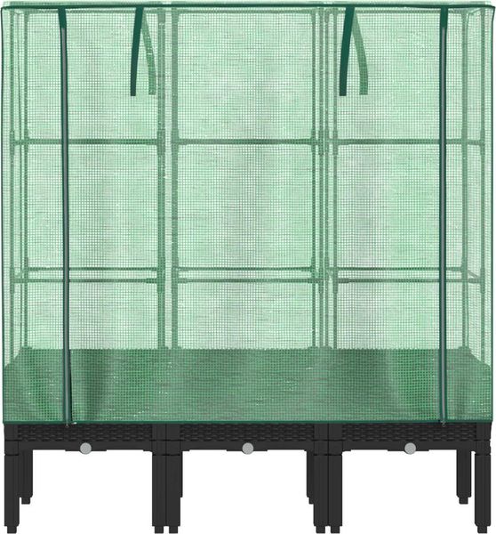 vidaXL Hochbeet mit Gewächshaus-Aufsatz Rattan-Optik 120x40x140 cm 4015820 Bild 4