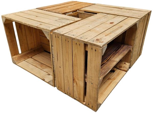 Holzkisten 4er Set 50 x 40 x 30cm mit Regal Lang Vintage Natur Bild 2