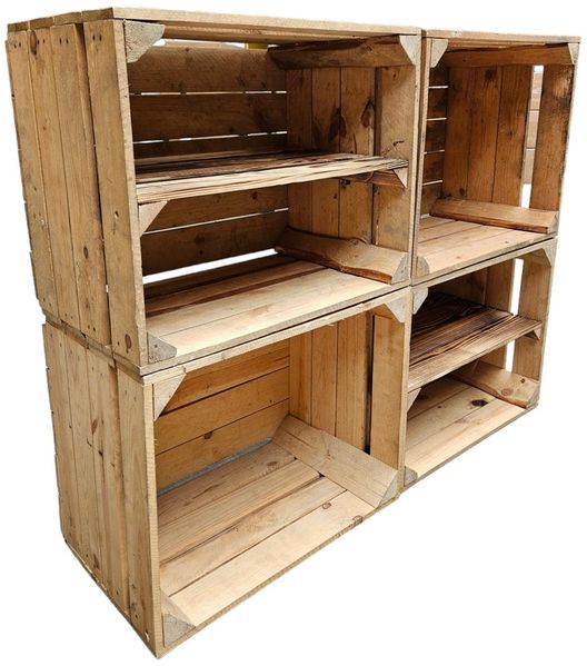 Holzkisten 4er Set 50 x 40 x 30cm mit Regal Lang Vintage Natur Bild 4