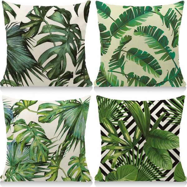 Agger Kissenbezug Kissenbezugen 4 Stück 45x45 cm Dekorative Outdoor Kissen Sofakissen, (4 Stück), Atmungsaktiv Tropische Pflanzen Kissenbezugen Werden