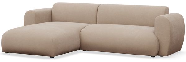 Selsey 'Emia' Ecksofa mit pflegeleichtem Chenillebezug und Schlaffunktion, Beige, links