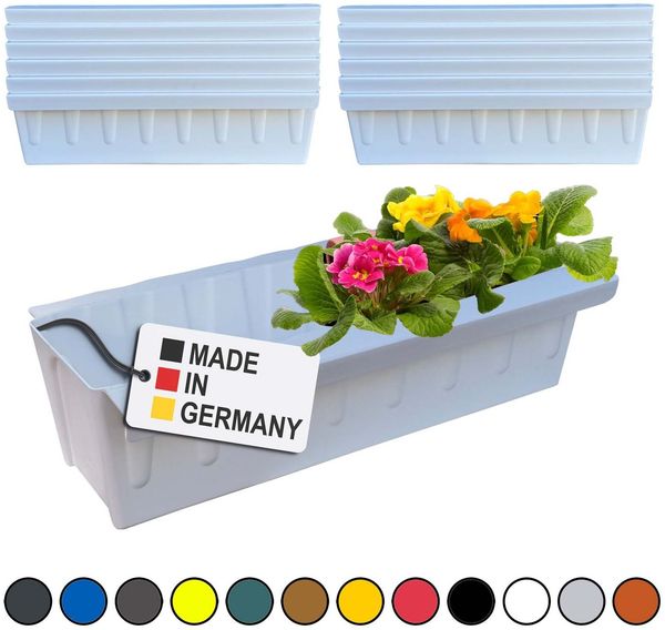 Hossi's Wholesale 12 Euro-Paletten Blumenkästen-Einsätze | mit Hängesystem zum Einhängen | 37,3cm Weiß | Pflanzkasten für Europalette Palette | Balkonkasten | Blumentopf | extrem stabil