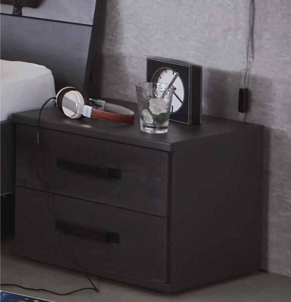 Nachtkommode >Nickola< in Graphit - 46x38x40cm (BxHxT)
