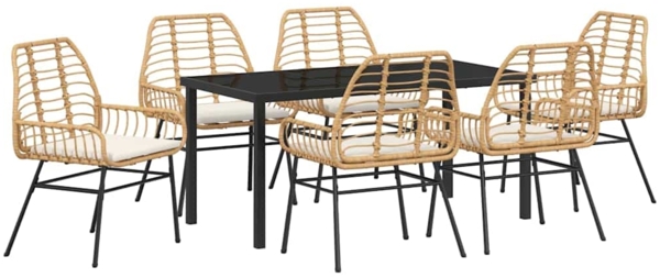 vidaXL Garten Essgruppe 7 pcs Braun Poly-Rattan 3380866