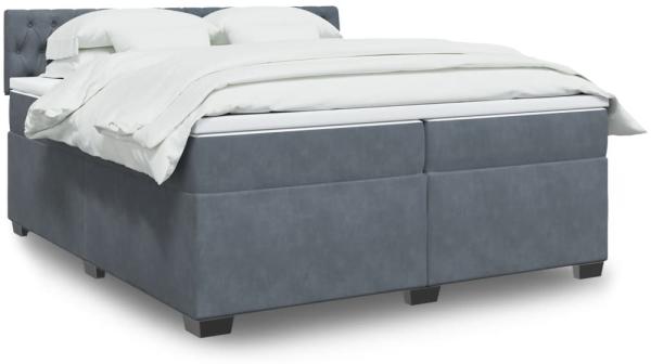 vidaXL Boxspringbett mit Matratze Dunkelgrau 200x200 cm Samt 3288709