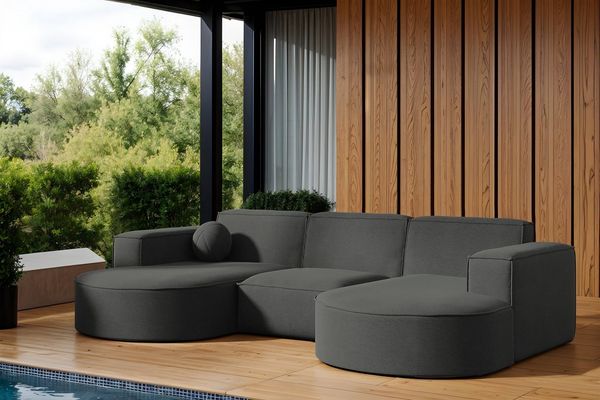 Garten Ecksofa U-Form SUNDAY in wetterfester Stoff ART-N Anthrazit