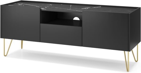AX LIVING TV Lowboard Schwarz Acalia 144 cm Modern in Schwarz
