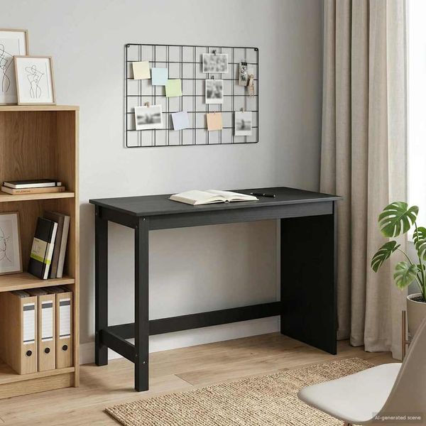 vidaXL Schreibtisch Schwarz 112 x 50 x 75 cm Massivholz Kiefer 42028375