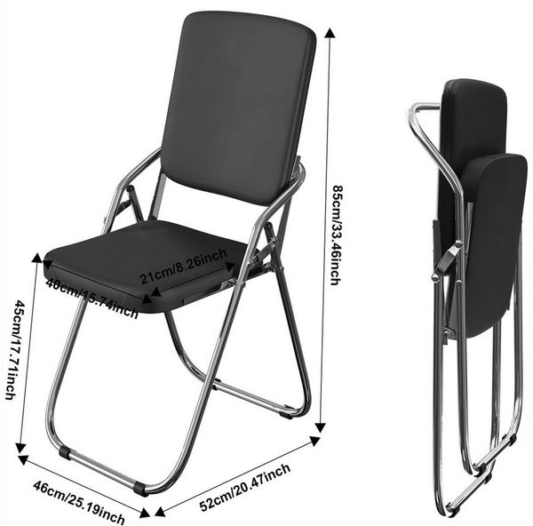 JEOBEST Klappstuhl Campingstuhl Faltbar, Stuhl Bürostuhl Platzsparender Schreibtischstuhl, Gartenstühle Klappstühle aus Leder und Starker Metallrahmen