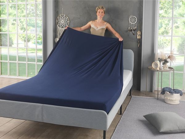 Malika Spannbettlaken Jersey aus 100% Baumwolle, Baumwolle, Gummizug: Rundum, (2 Stück), pflegeleicht und atmungsaktiv, verschiedene Größen und Farben